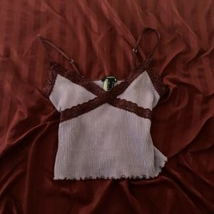 Lilac Cami Tank Top with Purple Lace
